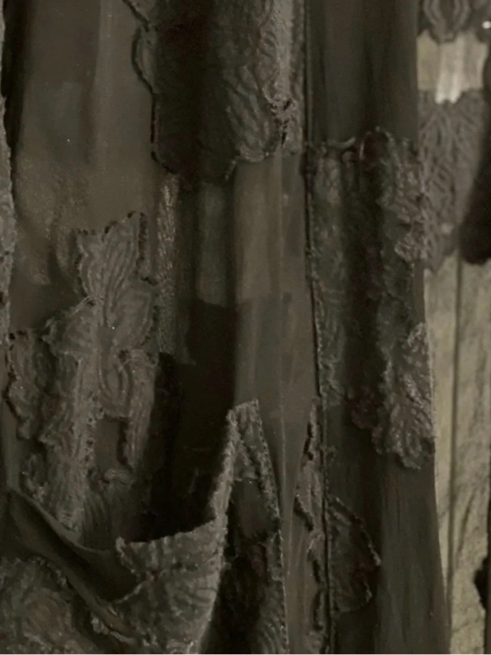 Aritzia WILFRED Durante Black Sheer Floral Jacquard Kimono Robe Jacket, Size XS - Picture 10 of 13